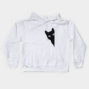 Sneaky Cat Behind The Corner Funny. Kids Hoodie